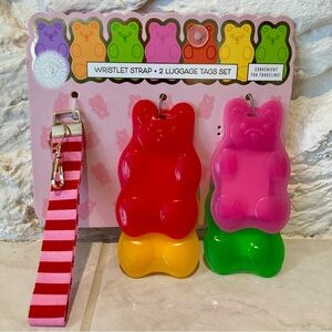 Wandering Moon Gummy Bear Luggage Tag/Wristlet Set - Red, Pink, Yellow, Green
